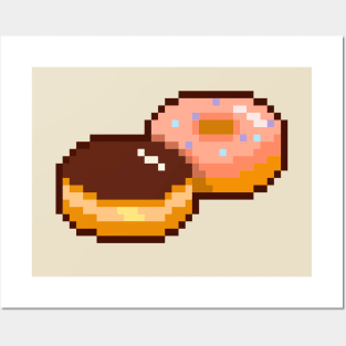 Boston cream and strawberry dipped donut pixel art Posters and Art